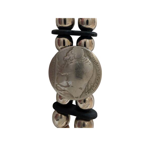 Cactus Mountain Designs Tea Stained Cow Bone Buffalo Concho Leather Belt Sz 36